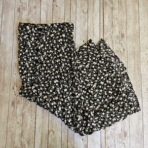 Reformation Black Floral Midi Skirt